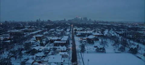 Reverse Aerial Over 2nd St Between 19th and 22nd NE Minneapolis MN In Winter Stock Footage 230563998