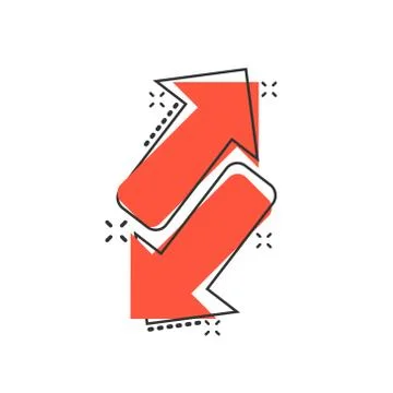 Reverse arrow sign icon in comic style. Refresh vector cartoon illustration o Stock Illustration