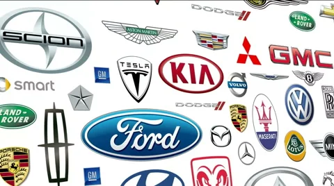 *REVERSE* Auto Brands Logo Loop Video stock 49283985