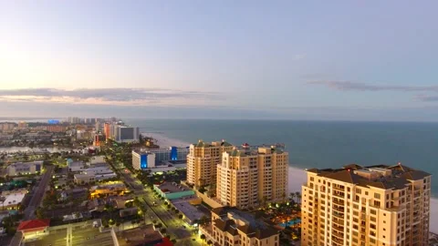 Reverse Backup 4K Drone Footage of Clearwater, Florida Beach and Bay Stock Footage 195130355