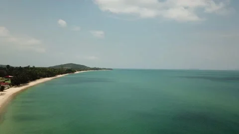 Reverse Beach Line Drone Shot - Mae Nam, Koh Samui, Thailand Video stock 148126680