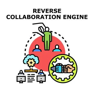 Reverse collaboration engine selecting remote team members 스톡 일러스트