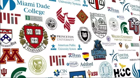 *REVERSE* College Logo Loop Video stock 49283730