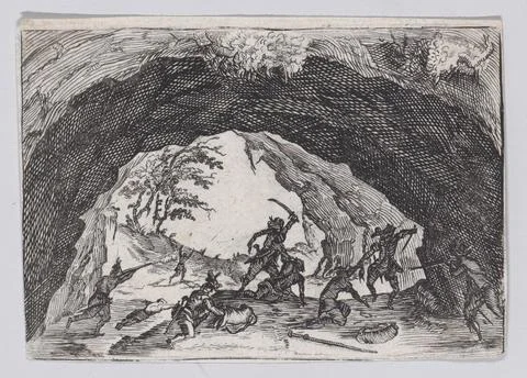 Reverse Copy of La Caverne de Brigands (The Cave of Thieves), from Les Capr.. Stock Illustration