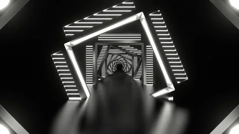 Reverse Corridor with White Neon Arch Background VJ Loop in 4K Stock Footage 276180280