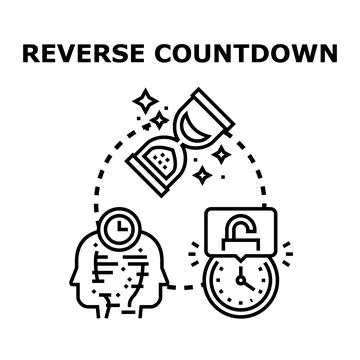 Reverse countdown process unlocking time concept Stock Illustration