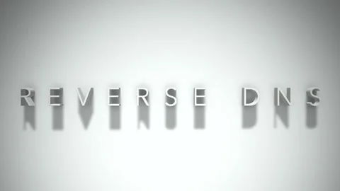 Reverse dns 3D title animation with shadows on a white background Stock Footage 296930596