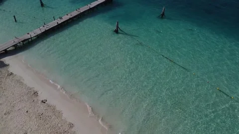 Reverse drone flight over Playa Norte, Isla Mujeres 4K Stock Footage 316183994
