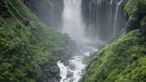 Reverse Effect Movement A lot of Water and Spray From Waterfall Stock Footage 129306689