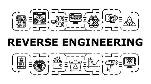 Reverse engineering banner icon vector illustration Stock Illustration