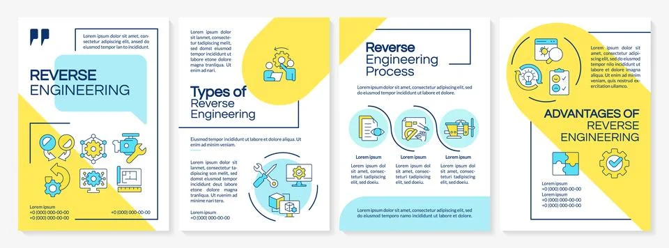 Reverse engineering blue and yellow brochure template Stock Illustration