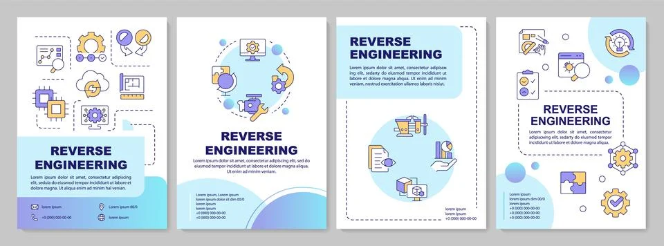 Reverse engineering blue circle brochure template Stock Illustration