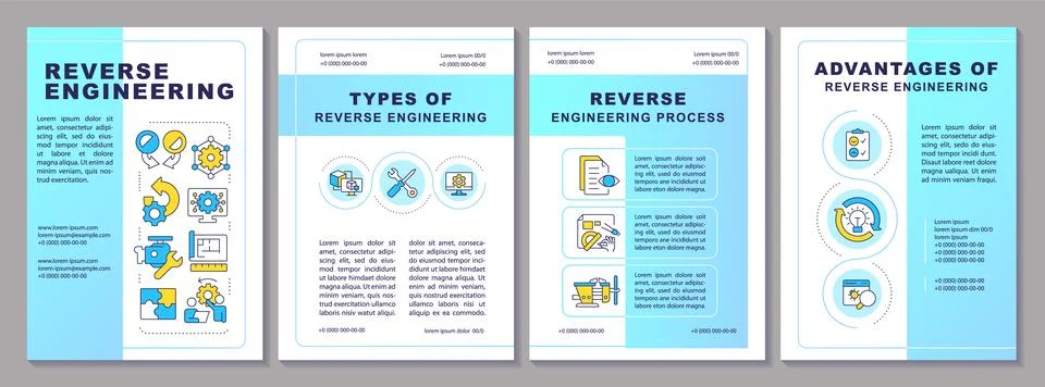 Reverse engineering blue gradient brochure template Stock Illustration