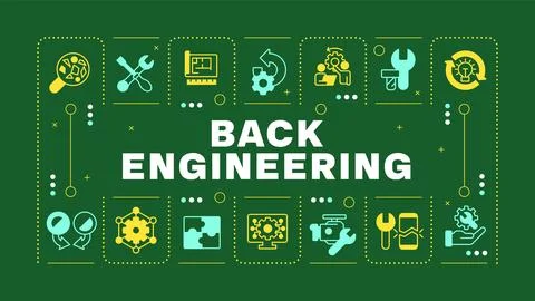 Reverse engineering dark green word concept Stock Illustration