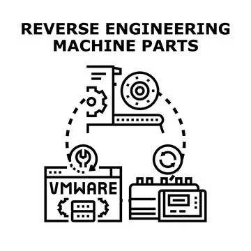 Reverse engineering machine parts icon concept 库存插图