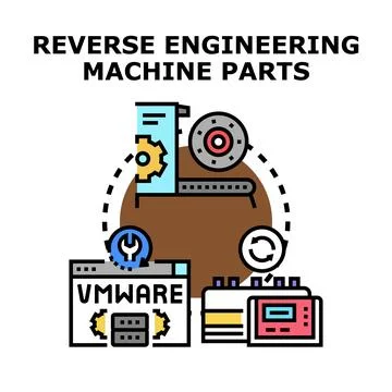 Reverse engineering machine parts icon concept Stock Illustration