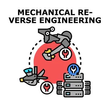 Reverse engineering mechanical device and data concept 库存插图