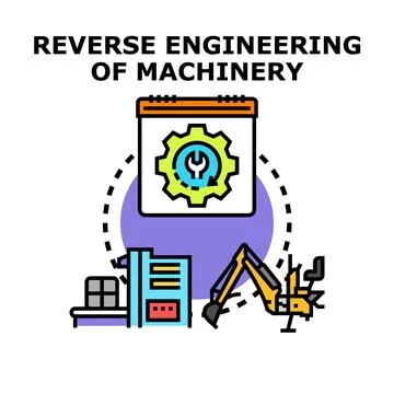 Reverse engineering process for machinery and industrial equipment Stock Illustration