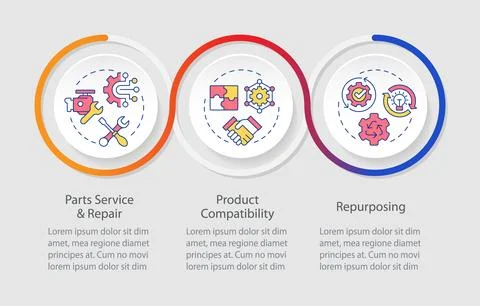 Reverse engineering uses infographics circles sequence Stock Illustration