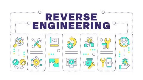 Reverse engineering word concept isolated on white Illustrazione stock
