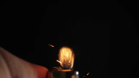 Reverse frame. Light the lighter with sharp movements. Uneven fire. Accelerated Stock Footage 229003961