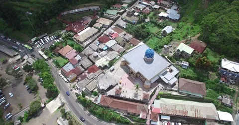 REVERSE HIGH ANGLE 4K AERIAL OF MASJID BESAR AL-HIDAYAH MOSQUE Stock Footage 59853787