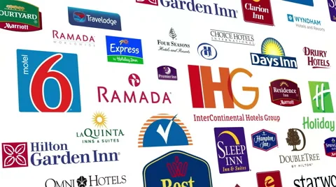 *REVERSE* Hotel Brands Logo Loop Video stock 49283901