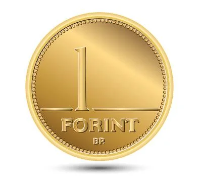 Reverse of Hungary coin, one forint, isolated in white background. Vector Stock Illustration