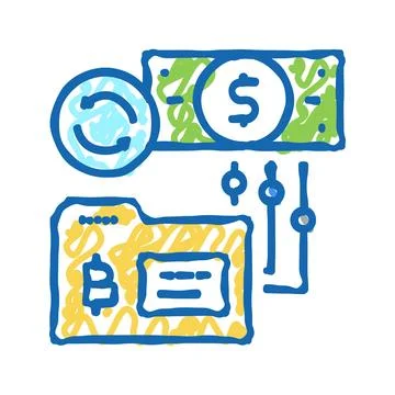 Reverse ico icon doodle illustration Stock Illustration