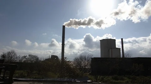 The reverse light also emits smoke from the factory chimney. Stock Footage 121695724