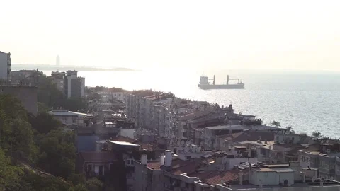 Reverse Light Cityscape of Izmir and Aegean Sea (Slow Motion) Video stock 214472477