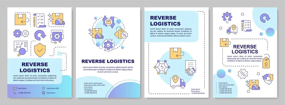 Reverse logistics blue circle brochure template Illustrazione stock