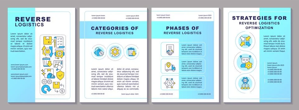 Reverse logistics blue gradient brochure template Illustrazione stock
