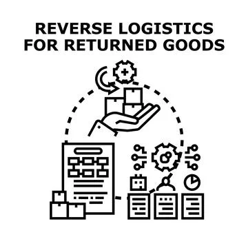 Reverse logistics concept processing returned goods Stock Illustration