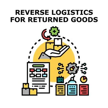 Reverse logistics concept processing returned goods Stock Illustration