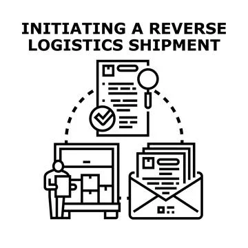 Reverse logistics initiating shipment process with documentation Stock Illustration