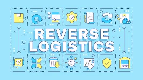 Reverse logistics light blue word concept Stock Illustration
