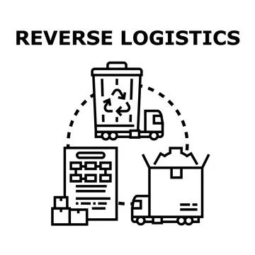 Reverse logistics process managing returns and recycling waste Stock Illustration