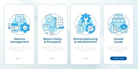 Reverse logistics processes blue onboarding mobile app screen Stock Illustration