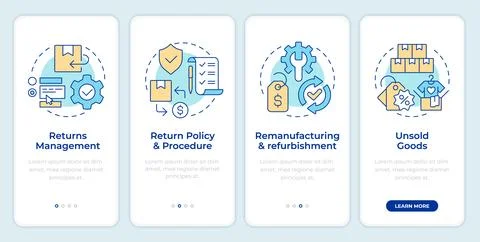 Reverse logistics processes onboarding mobile app screen Stock Illustration