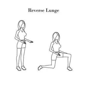 Reverse lunge exercise outline Stock Illustration