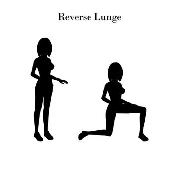Reverse lunge exercise silhouette Stock Illustration