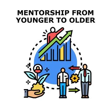 Reverse mentorship concept developing business growth 스톡 일러스트