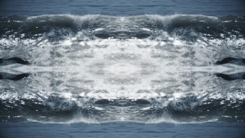 Reverse Motion Waves Crashing Ocean Mirror Background Stock-Footage 100326599