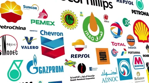 *REVERSE* Oil Brands Logo Loop Video stock 49283819