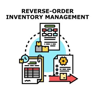 Reverse order inventory management process logistics concept 库存插图