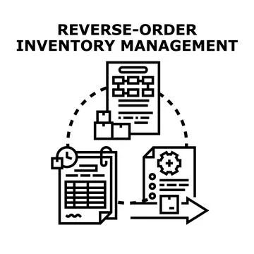 Reverse order inventory management process logistics concept 库存插图