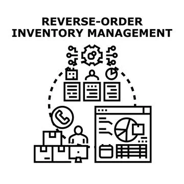 Reverse order inventory management process logistics Stock Illustration