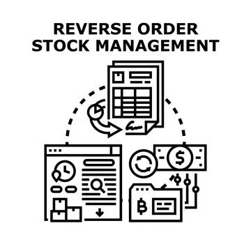 Reverse order stock management logistics and finance concept Stock Illustration