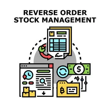 Reverse order stock management logistics and finance concept Stock Illustration